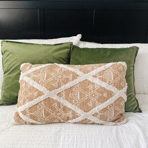 COPY - Mustard Yellow & Cream Boho Rectangular Throw Pillow